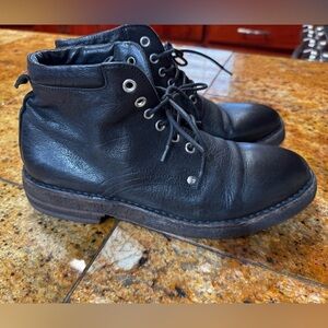 Moms Made in Italy Black Soft Leather Combat Boots Sz 8/38